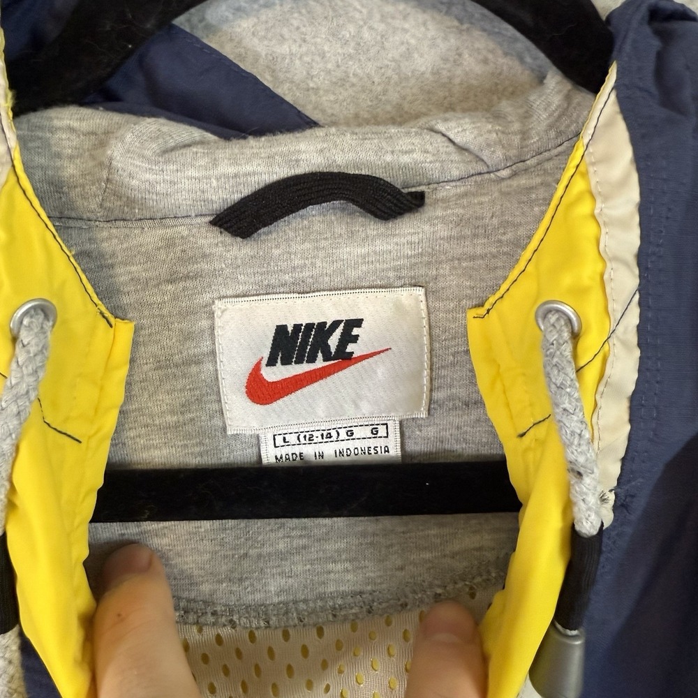 Vintage Nike Windbreaker Womens Large 12-14 Navy Yellow Pullover Quarter Zip - Picture 7 of 8